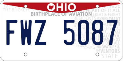 OH license plate FWZ5087