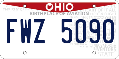 OH license plate FWZ5090