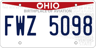 OH license plate FWZ5098