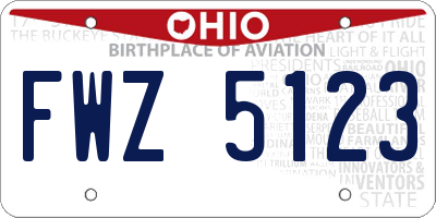 OH license plate FWZ5123