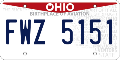 OH license plate FWZ5151