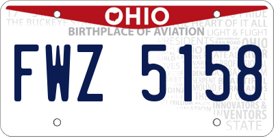 OH license plate FWZ5158