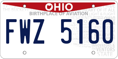 OH license plate FWZ5160