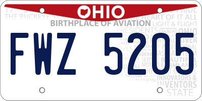 OH license plate FWZ5205