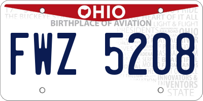 OH license plate FWZ5208
