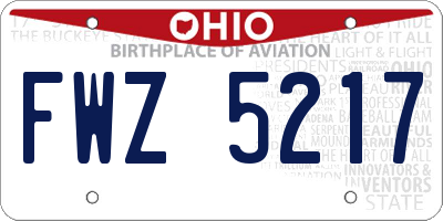 OH license plate FWZ5217