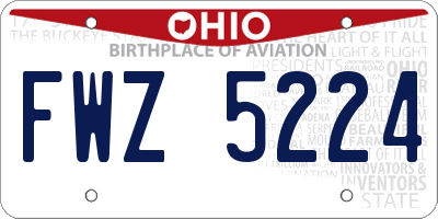 OH license plate FWZ5224