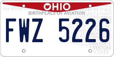OH license plate FWZ5226