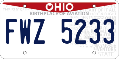 OH license plate FWZ5233