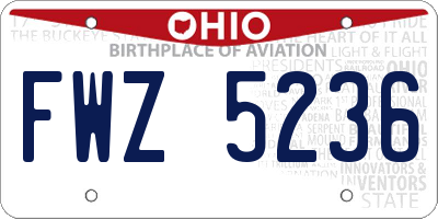 OH license plate FWZ5236