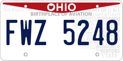 OH license plate FWZ5248