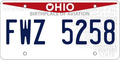 OH license plate FWZ5258