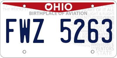 OH license plate FWZ5263