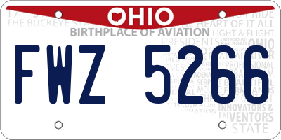 OH license plate FWZ5266