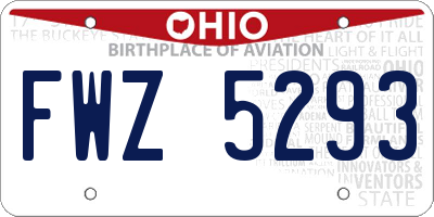 OH license plate FWZ5293