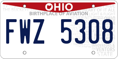 OH license plate FWZ5308