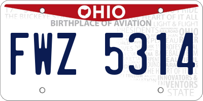 OH license plate FWZ5314