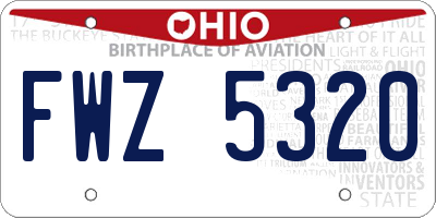 OH license plate FWZ5320