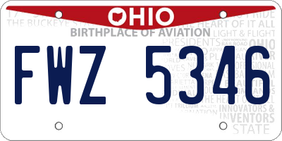 OH license plate FWZ5346