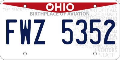OH license plate FWZ5352