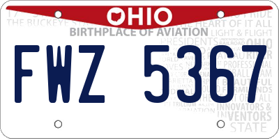 OH license plate FWZ5367