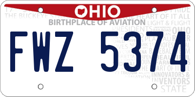 OH license plate FWZ5374