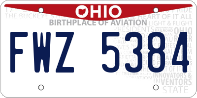 OH license plate FWZ5384