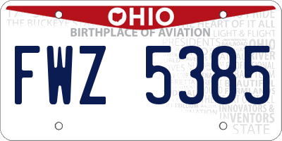 OH license plate FWZ5385