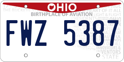 OH license plate FWZ5387