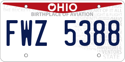 OH license plate FWZ5388