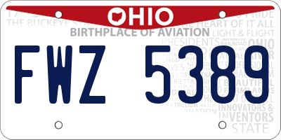 OH license plate FWZ5389