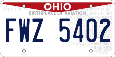 OH license plate FWZ5402