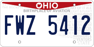 OH license plate FWZ5412