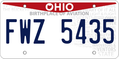 OH license plate FWZ5435