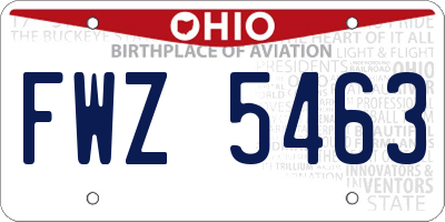 OH license plate FWZ5463