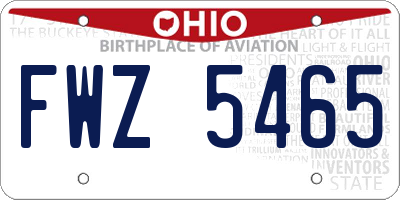 OH license plate FWZ5465