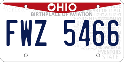 OH license plate FWZ5466