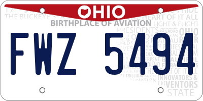 OH license plate FWZ5494