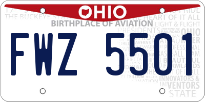 OH license plate FWZ5501