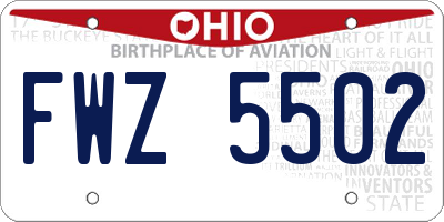 OH license plate FWZ5502