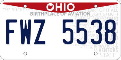 OH license plate FWZ5538