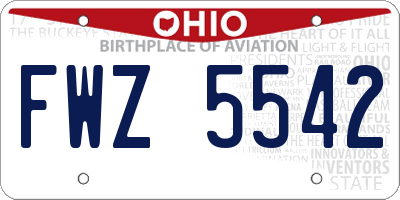OH license plate FWZ5542