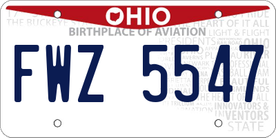 OH license plate FWZ5547