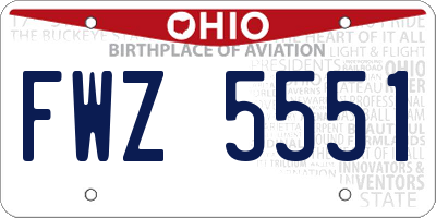 OH license plate FWZ5551