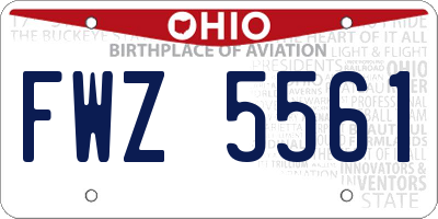 OH license plate FWZ5561