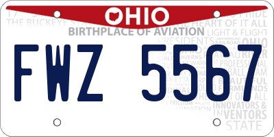OH license plate FWZ5567