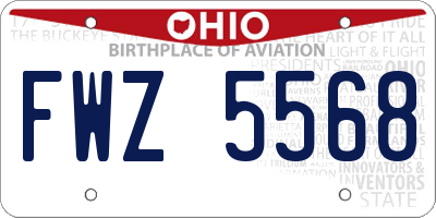 OH license plate FWZ5568