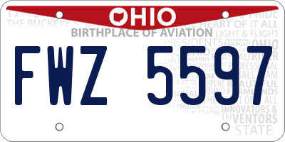 OH license plate FWZ5597