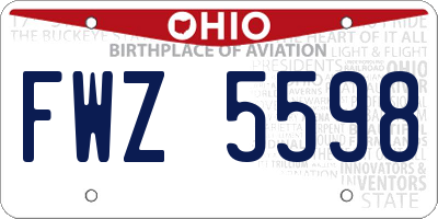 OH license plate FWZ5598