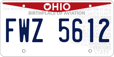 OH license plate FWZ5612